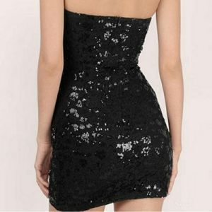 Urban Outfitters Sparkle and Fade Strapless Black Sequin Mini Dress
